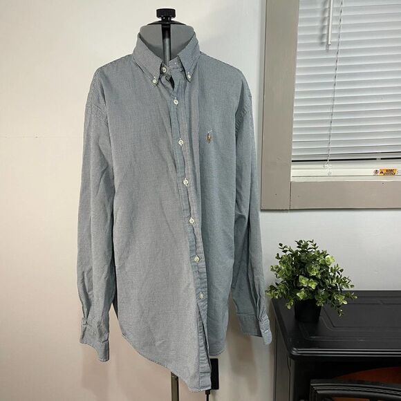 Ralph Lauren Yarmouth Button Down Houndstooth Oxford Shirt Mens Size 15.5 - Picture 1 of 5